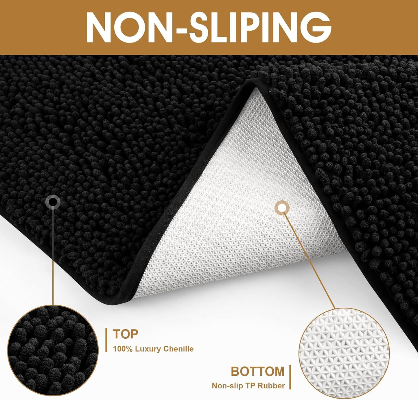 Dog Door Mats for Muddy Paws, Chenille Absorbent Dog Mats, Non Slip Heavy Mud Mat for Dogs, Soft Pet Mat for Entryway, Mud Paws, Inside Floor,48" x 38", Black