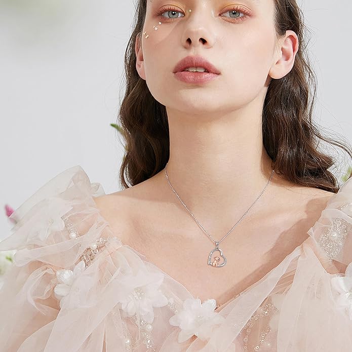 MONGAS Penguins/Guinea Pig/Pig/Fox/Corgi/Frog/Bunny/Koala8/Cow/French Bulldog Necklaces Penguin Gifts 925 Sterling Silver Hugging Penguins Cute Animal Jewelry for Women Sister