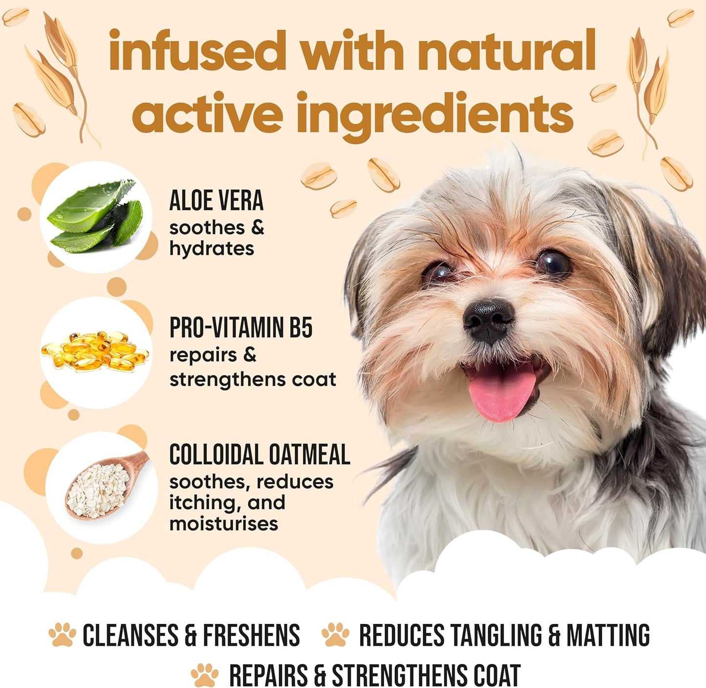 Oatmeal Dog Shampoo for Smelly Dogs (16.90oz) - Hypoallergenic & Itch Relief Formula, Gentle on Sensitive Skin, Includes Dog Shampoo and Conditioner - Essential Dog Grooming Supplies