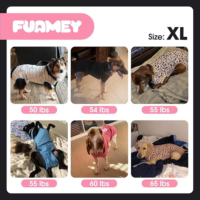 FUAMEY Dog Recovery Suit Male,Dogs Surgery Neuter Suits Puppy Spay Shirts for Female Protect Dog's Skin Anti Licking Abdominal Wounds Doggie Onesie Pet Bodysuit Alternative to Cone Black XL