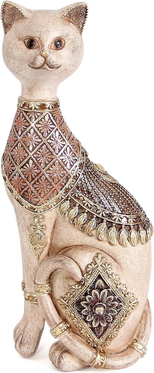 Leekung Cat Statue for Home Decor,Cat Figurine and Sculptures for Shelf Table Desk Bathroom Living Room Bedroom Decor,Vintage Home Décor Accents,Cats Art Themed Decorations,Cats Lover Gifts for Women