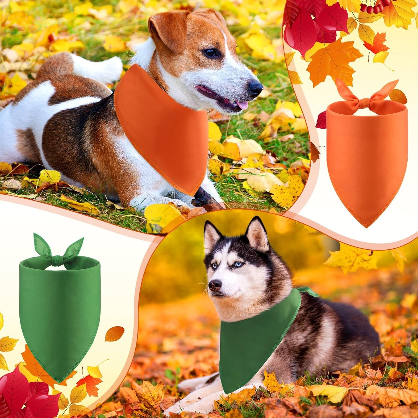 48 Pcs Thanksgiving Blank Dog Bandanas Bulk Sublimation Plain Bandanas for Dogs Heat Transfer Personalized DIY Triangle Bibs Scarf Set for Pets Fall Costume Photo Props Accessories Pet Shops