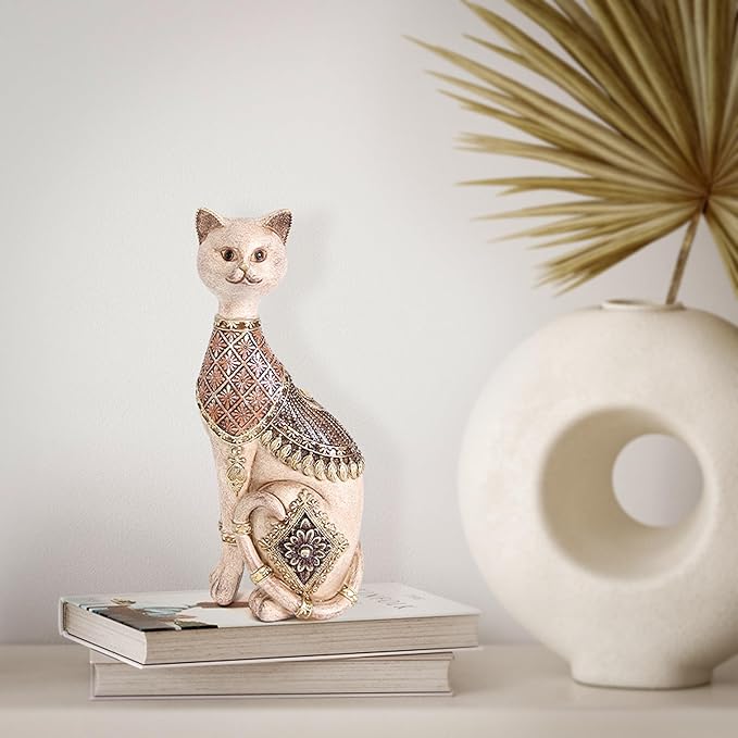 Leekung Cat Statue for Home Decor,Cat Figurine and Sculptures for Shelf Table Desk Bathroom Living Room Bedroom Decor,Vintage Home Décor Accents,Cats Art Themed Decorations,Cats Lover Gifts for Women