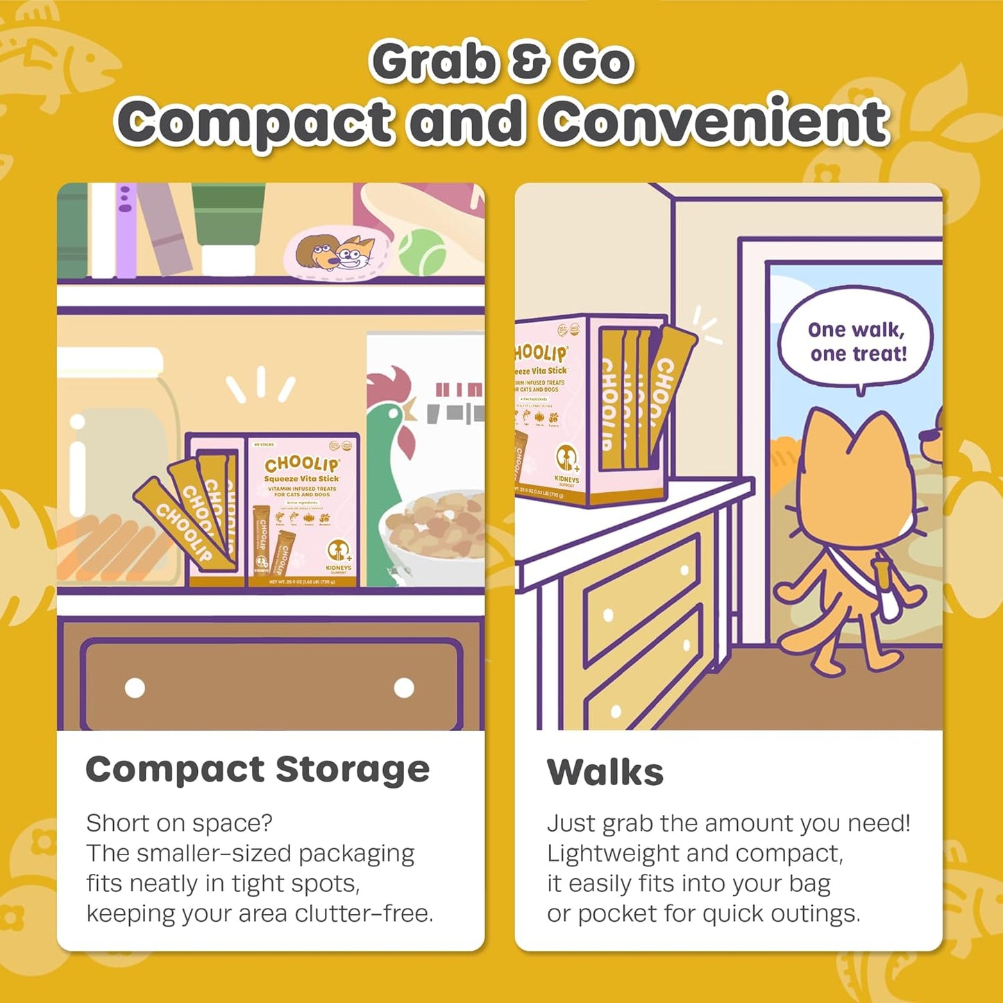 Grab & Go Squeeze Vita Stick Lickable Treats for Dogs & Cats. 49 Kidney Support Sticks with Essential multivitamins. Soft and Tasty Paste for All Life Stages, Supporting Kidney Health