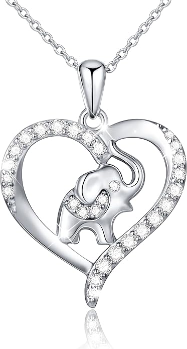 FLYOW Elephant Necklace Cat Necklace Bunny Neklace Horseshoe Necklace Blue Jay Necklace Sterling Silver Animal Necklaces for Women