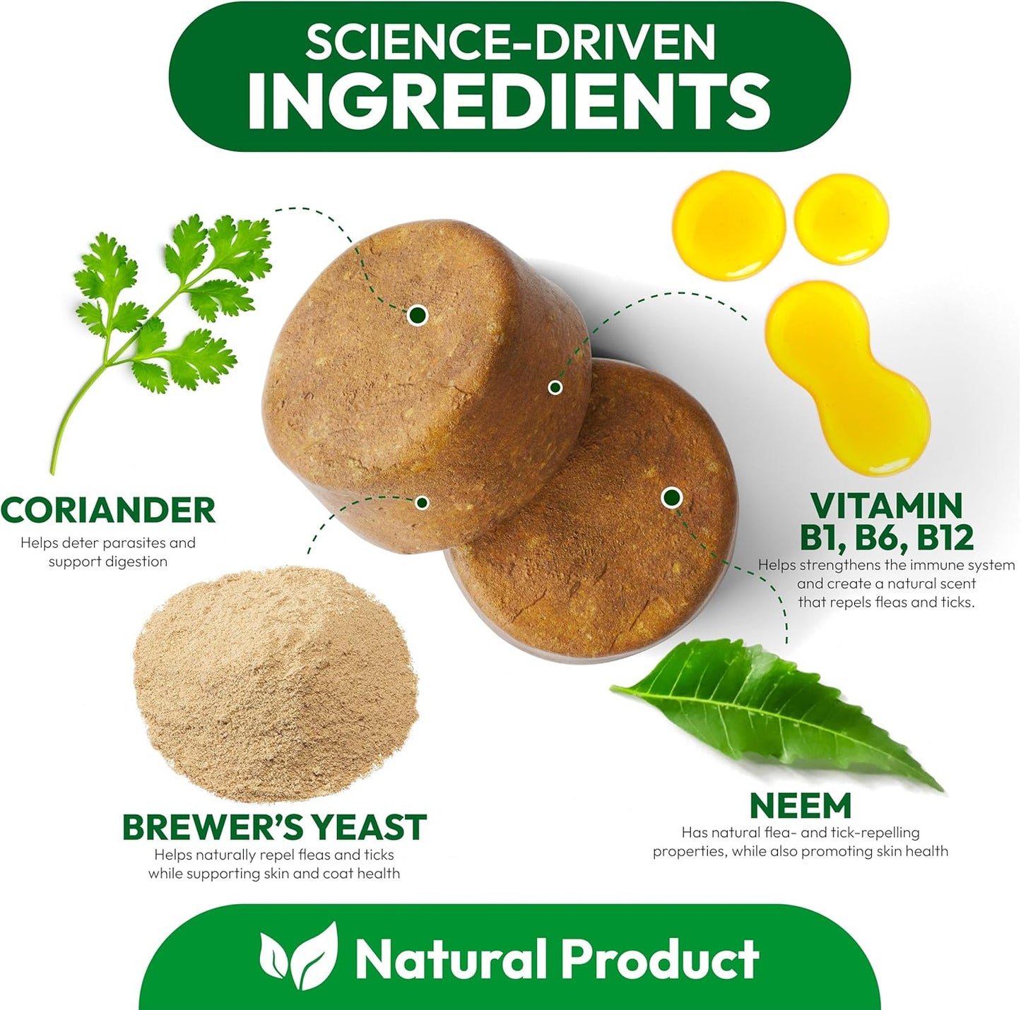 Flea and Tick Prevention for Dogs Pills - Natural Dog Flea & Tick Control - 170 Soft Chewables - Oral Defense Treatment for Dogs Supplement - Vet Formulated Chews - All Breeds & Ages - Made in USA