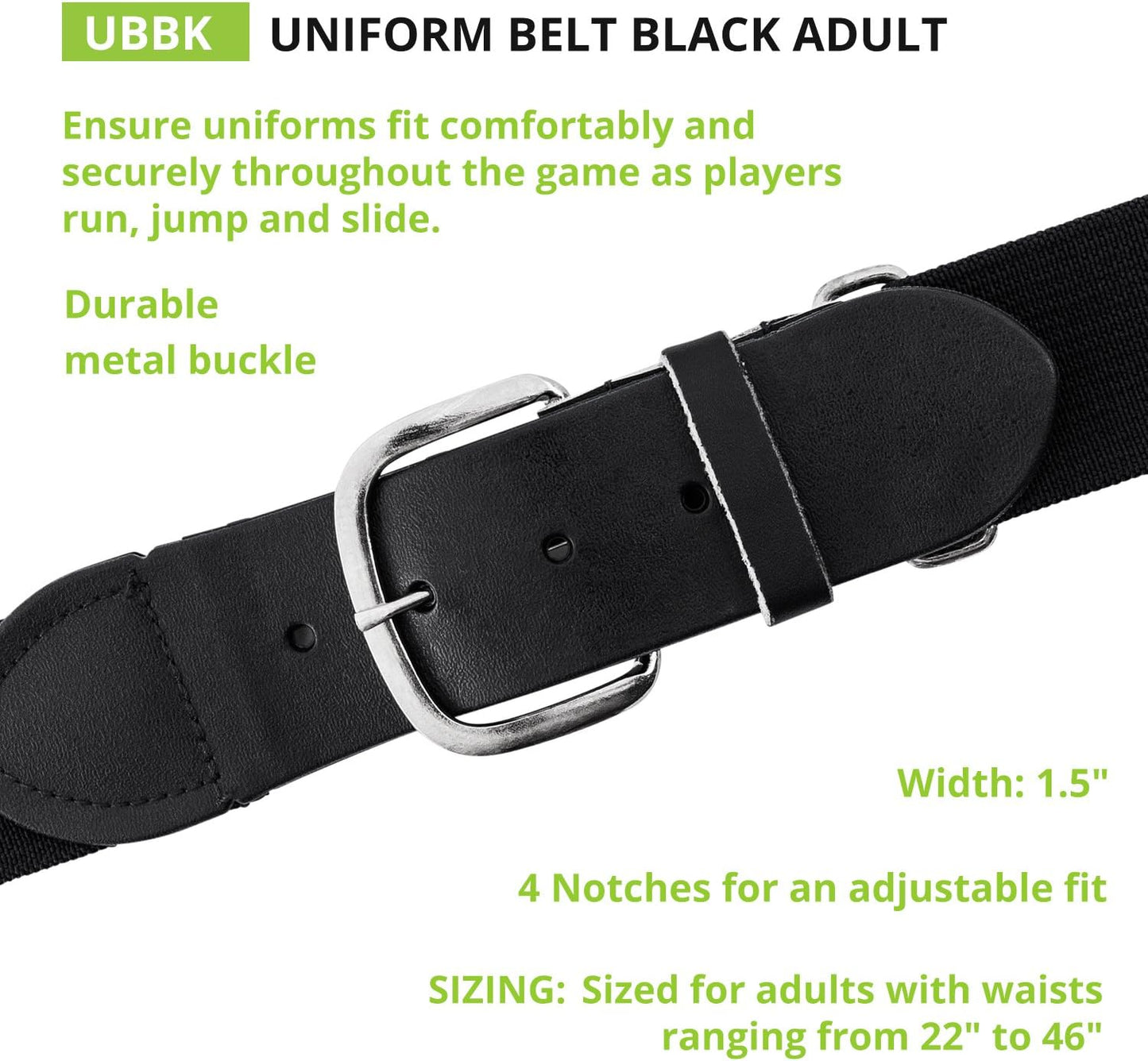 Champion Sports Baseball/Softball Uniform Belt, Comfort Stretch Fit Durable Syntex Tab - Youth & Adult Sizes, Multiple Colors