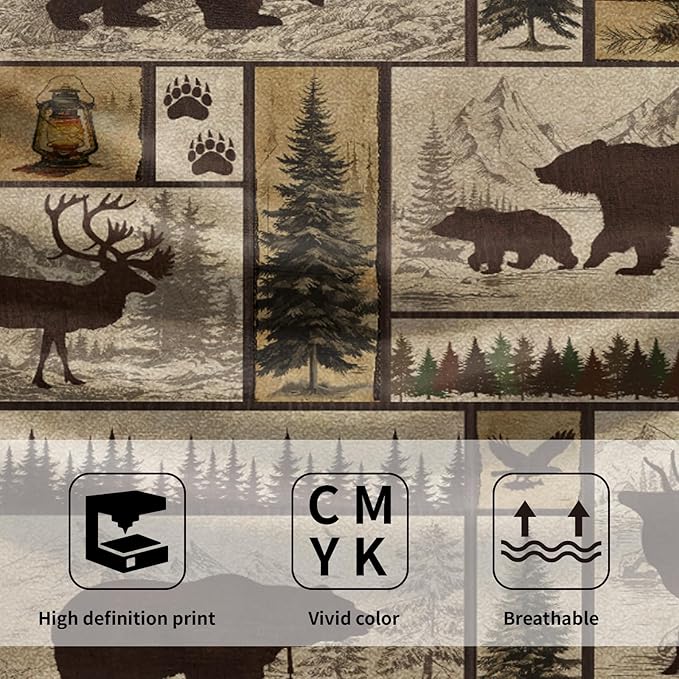 Giwawa Forest Bear Deer Hand Towels Set of 2 Woodland Wildlife Decorative Face Towels Soft Absorbent Dish Wash Cloth for Kitchen Bathroom Hotel