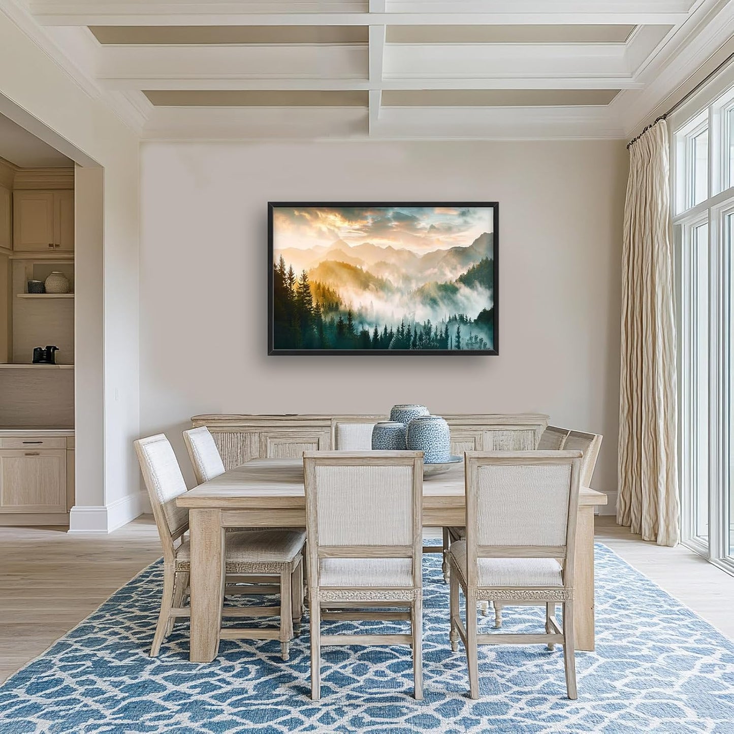 Mountain Large Wall Art Foggy Forest Landscape Pictures Sunrise Wall Decor Nature Scenery Canvas Print Painting Artwork for Bathroom Living Room Bedroom 36L" x 24W"