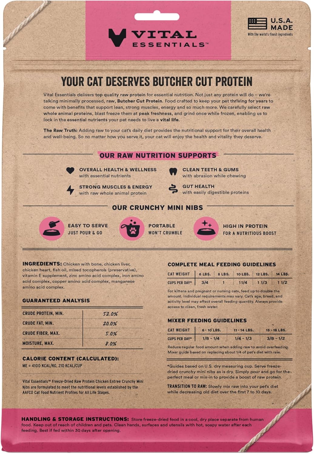 Vital Essentials Freeze-Dried Raw Chicken Meal or Mixer Cat Food Crunchy Nibs, 12 oz