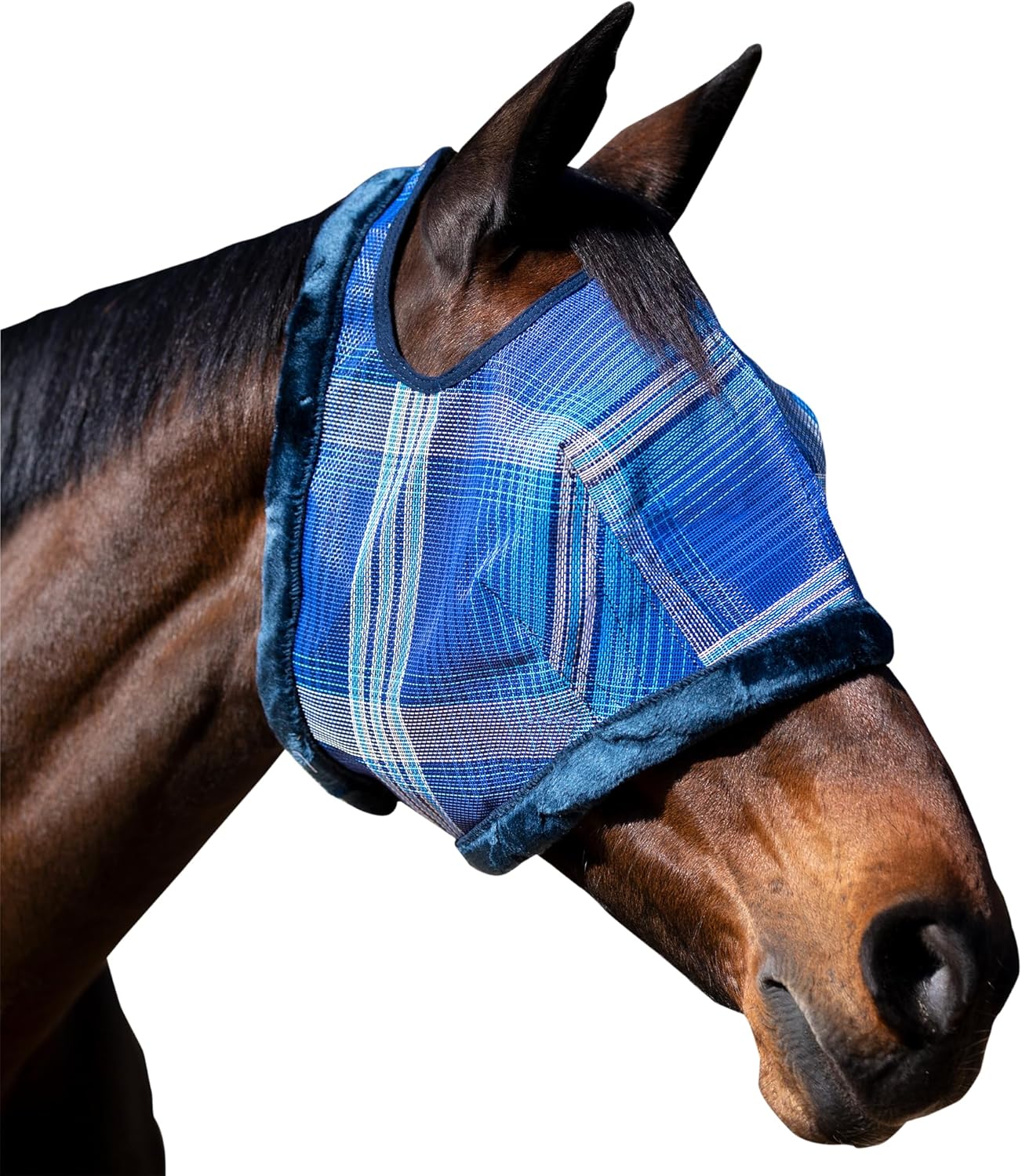 Kensington Fly Mask with Fleece Trim for Horses — Protects Face and Eyes Helps Block Sun Rays While Allowing Full Visibility — Breathable and Non Heat Transferring