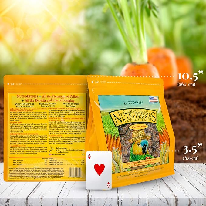 LAFEBER'S Garden Veggie Nutri-Berries Pet Bird Food, Made with Non-GMO and Human-Grade Ingredients, for Parrots, 3 lb