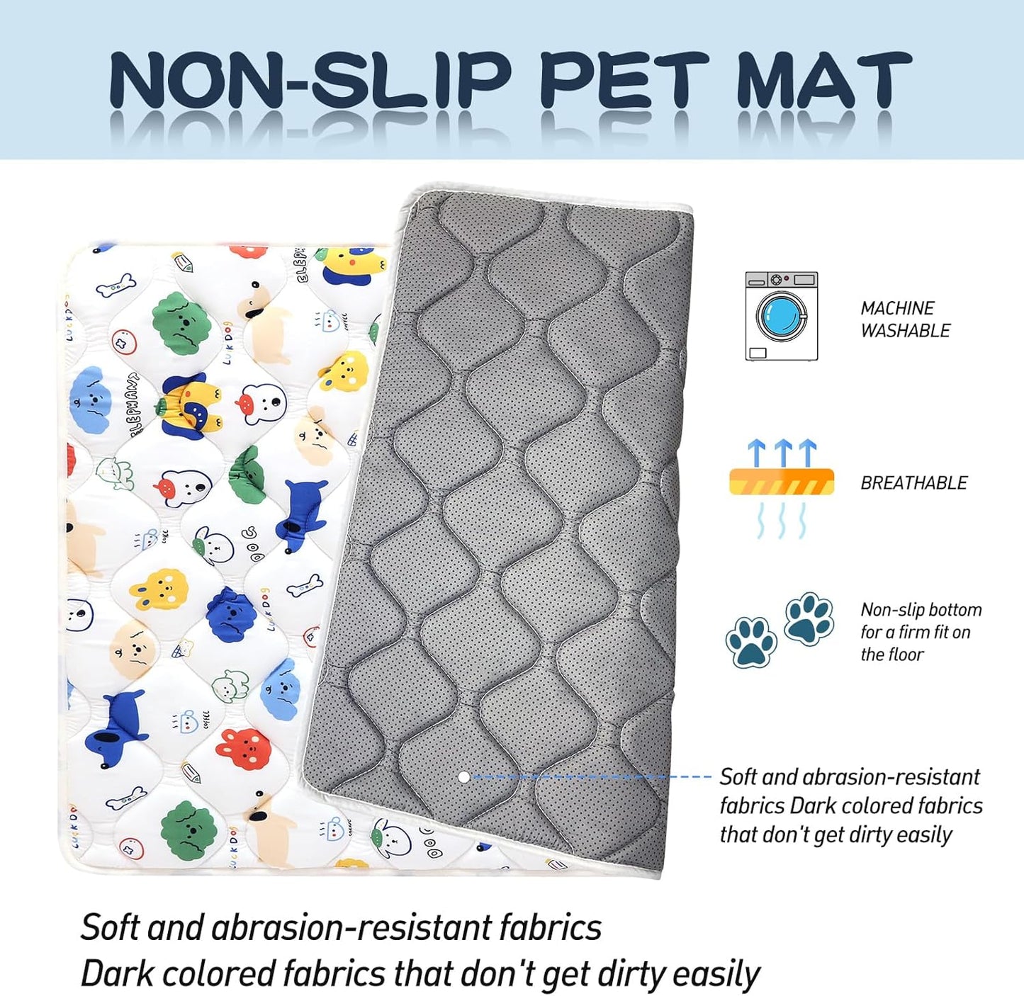 Washable Dog Crate Mat, Ultra Soft Dog Bed Mat for Sleeping with Anti-Slip Bottom for Large Medium Small Dogs Breeds (30" X 19")