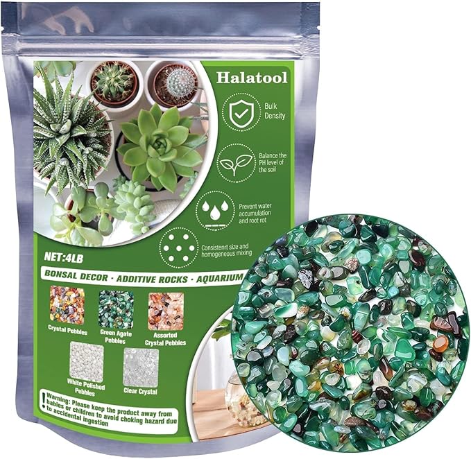 Halatool 4LB Green Aquarium Gravel for Fish Tank 0.35"- 0.6" Natural Landscaping Pebbles for Decorations Small Succulent Rocks for Indoor Outdoor Plants DIY Crafts & Vase Filler