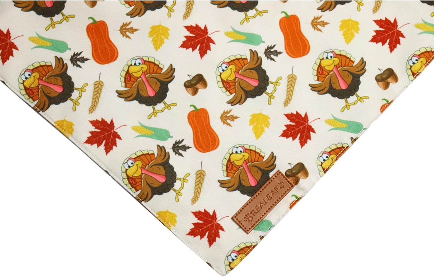 Realeaf Thanksgiving Dog Bandanas 2 Pack,Turkey Pumpkins Fall Stripe Pet Scarf for Boy and Girl, Premium Durable Fabric, Reversible Holiday Bandana for Medium and Large Dogs Pets