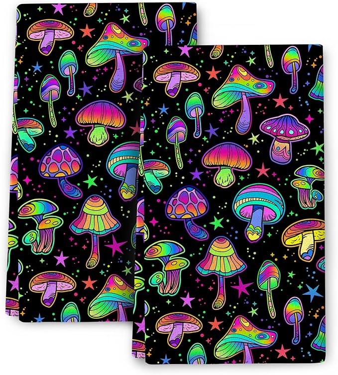 Funny Mushroom Kitchen Towels Decorative Set of 2,Cute Hippie Witchy Dish Towels Absorbent Hand Towels Tea Towels for Kitchen Farmhouse Holiday Home Decor Accessories