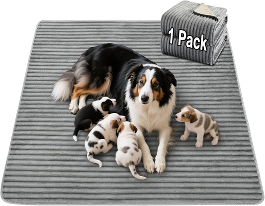 Flannel Washable Pee Pad for Dogs - 1 Pack Reusable Dog Pee Pads Extra Large, Fast Absorb Pet Playpen Mat with Non-Slip Back, Waterproof Puppy Training Pad. (Light Grey, 72" X 72")