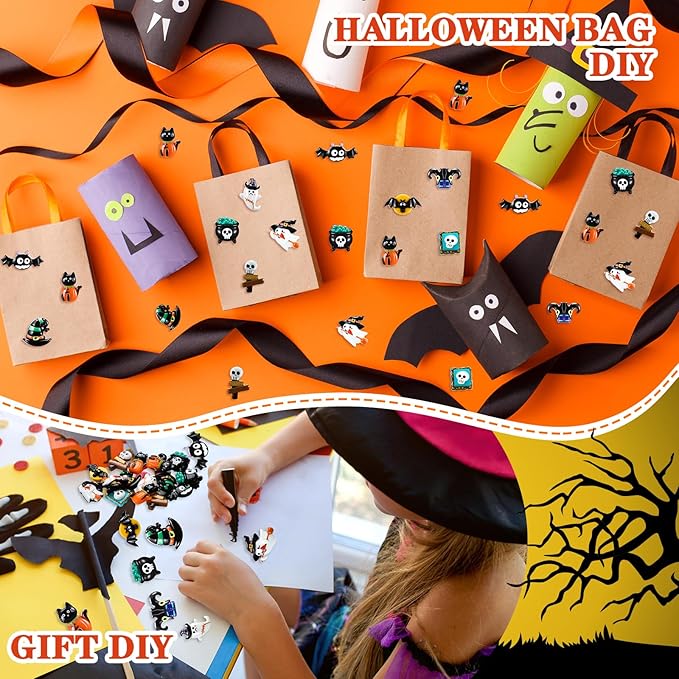 Liliful 60 Pcs Mini Halloween Miniatures Garden Figurines Resin Pumpkin Ghost Ornaments Mini Halloween Figures for DIY Garden Accessories Adornments Embellishment Decorations Party Supplies (Gothic)