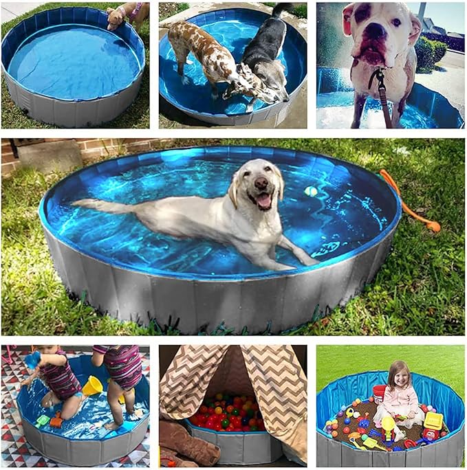 Jasonwell Foldable Dog Pet Bath Pool Collapsible Dog Pet Pool Bathing Tub Kiddie Pool Doggie Wading Pool for Puppy Small Medium Large Dogs Cats and Kids 39.5" Grey