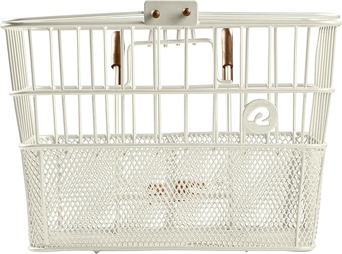 Retrospec Apollo Detachable Front Bike Basket Steel Half-Mesh with Integrated Detachable Hooks and Built-In Handle, Easy Assembly and Portability for Bicycles