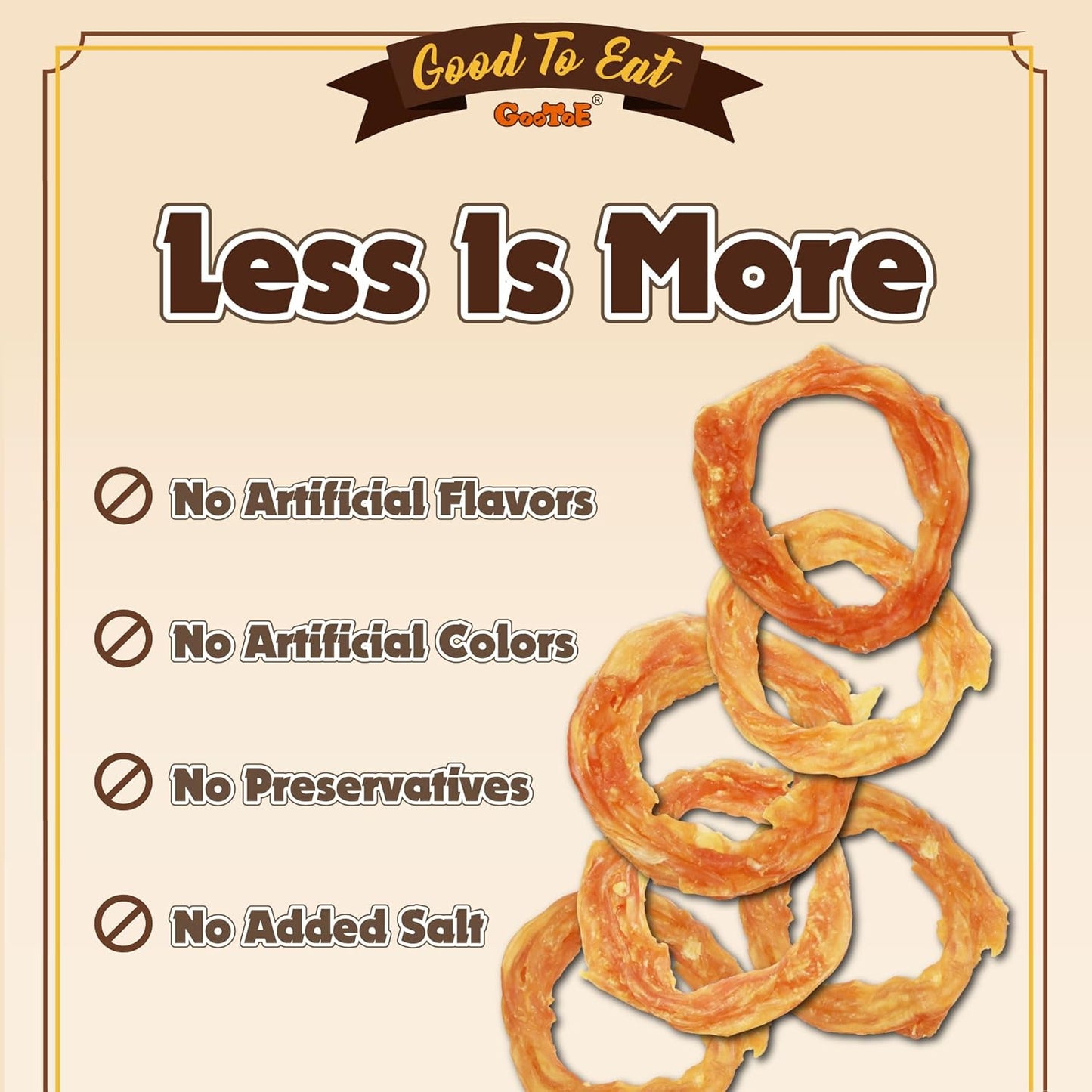 Gootoe Turkey Tendons for Dogs –All-Natural, Hypoallergenic Dog Treats, Rawhide Alternative, Long Lasting Puppy Chews, Healthy Dog Treats for Small Breeds, Ring (S), 6 Count Pack