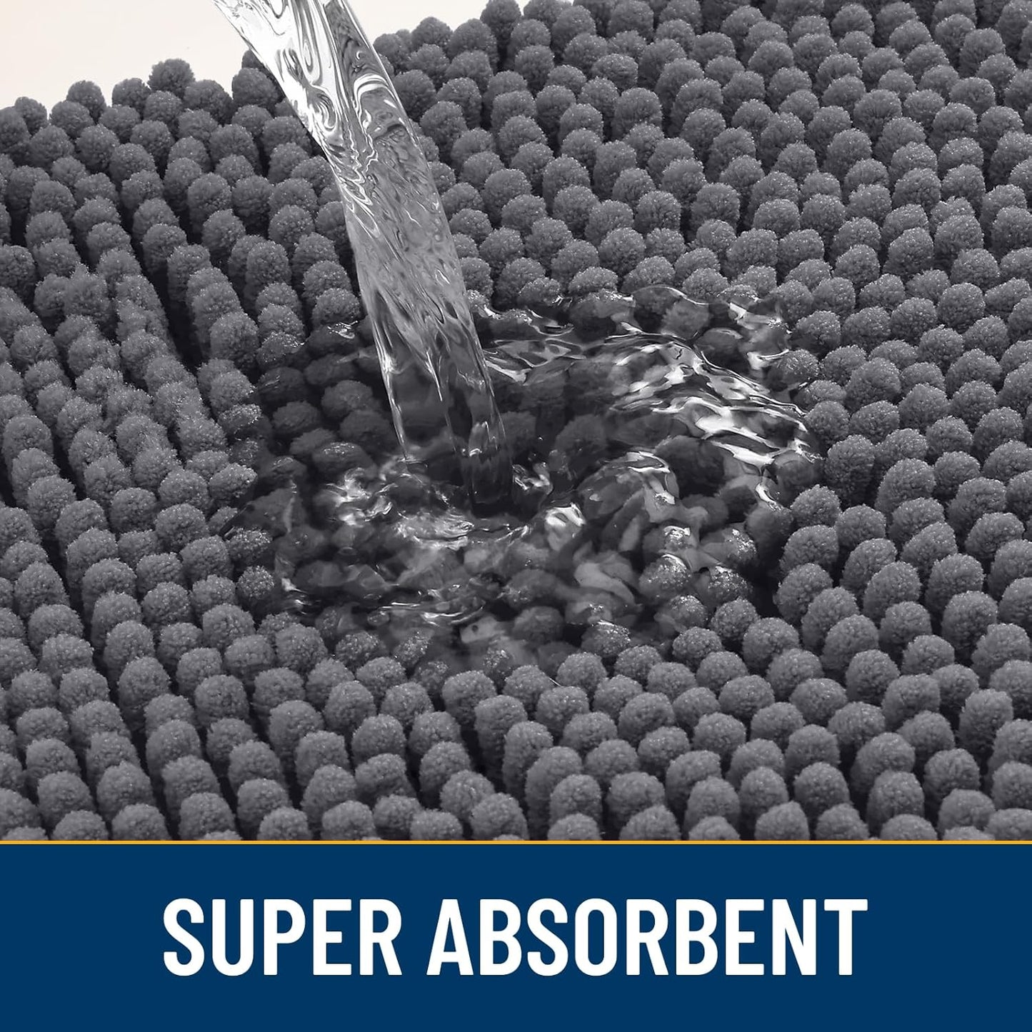 Smiry Dog Door Mat for Muddy Paws 59x24, Absorbs Moisture and Dirt Doormat, Non-Slip Washable Quick Dry Chenille Front Door Mat Indoor Entrance, Entryway Carpet for Inside Floor, Dark Grey