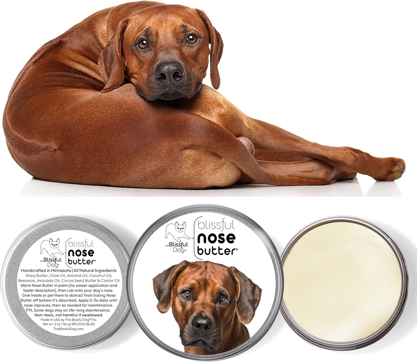 The Blissful Dog Rhodesian Ridgeback Unscented Nose Butter - Dog Nose Butter, 16 Ounce