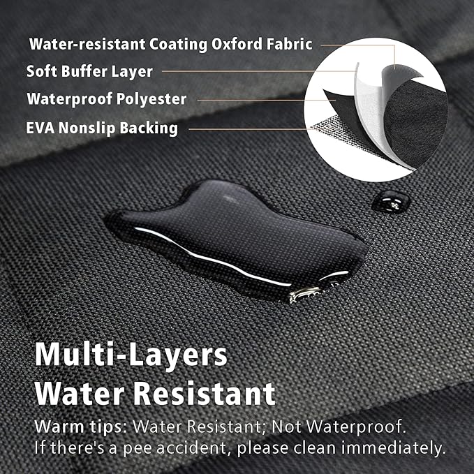 F-color SUV Cargo Liner for Dogs, Upgraded Extra Large Water Resistant Pet Cargo Cover Dog Seat Cover Mat for SUVs with Bumper Flap Protector, Non-Slip, Wear-Proof, Universal Fit, Black