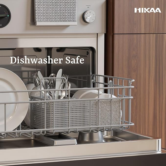 HIKAA Premium Silverware Set, Stainless Steel Flatware Set with Wide-Based Handles for Comfort & Durability, Forks & Spoons Cutlery Silverware Set (40PCS)