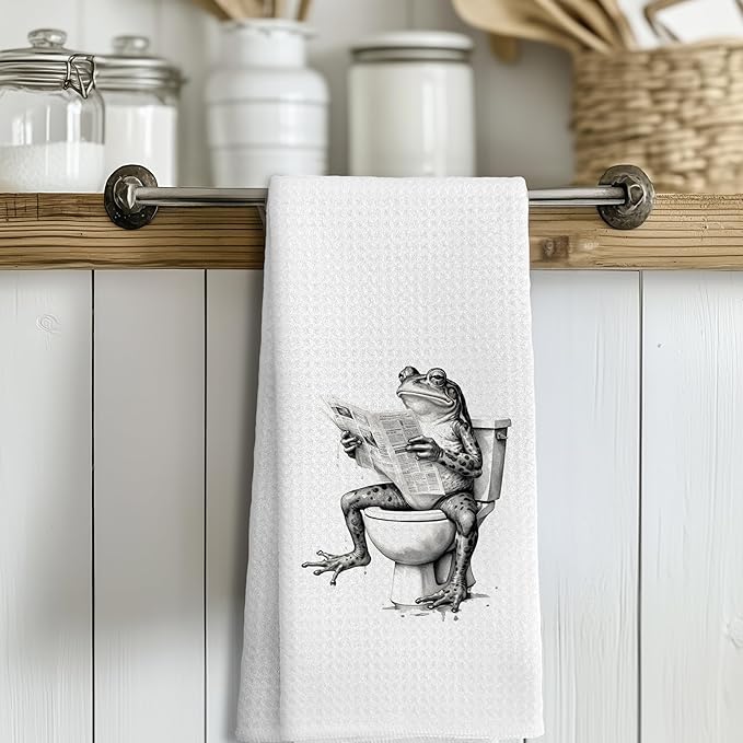 Funny Bathroom Hand Towels，Frog Gifts for Women,Frog Bathroom Decor,16x24 inch