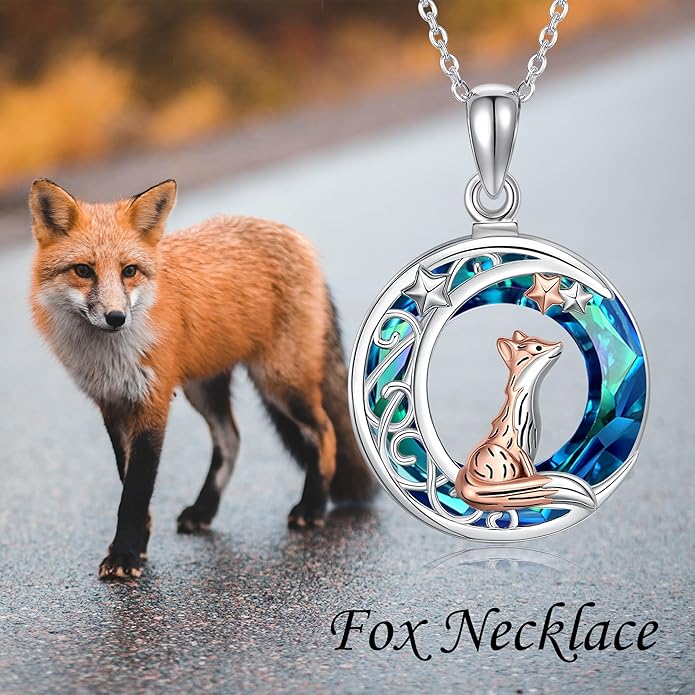 Sterling Silver Cute Animal Pendant Necklace Fox/Snake/Unicorn/Owl on Moon/Rabbit/Horse Necklace Jewelry Gifts for Women Mom Sister