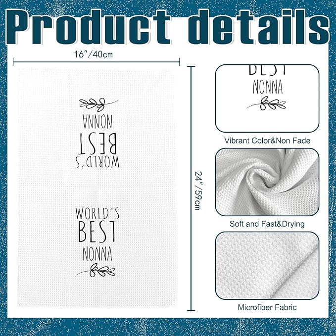 World's Best Nonna Kitchen Towels, Best Nonna Gifts for Grandmother Nonna, Nonna Gifts from Children, Nonna Mother's Day Birthday Gifts Tea Towels Kitchen Hand Towels 16x24 Inch