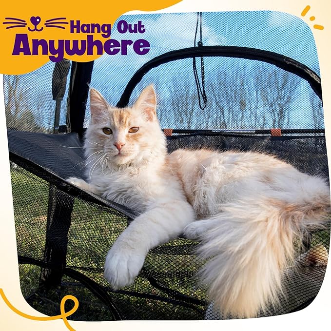Extra Large Catio Outdoor Cat Enclosure Rywell 2-Tier Cat Tent for Patio, Balcony, Indoor & Camping, Foldable Outdoor Cat Playpen with Windows, Weatherproof Sunproof (Carry Bag Included)