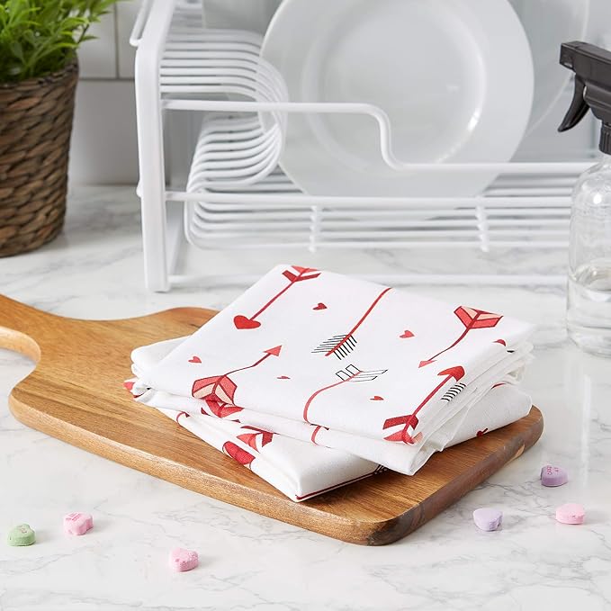 DII Valentine's Day Collection Kitchen, Dishtowel Set, 18X28, Arrow Collage, 2 Piece