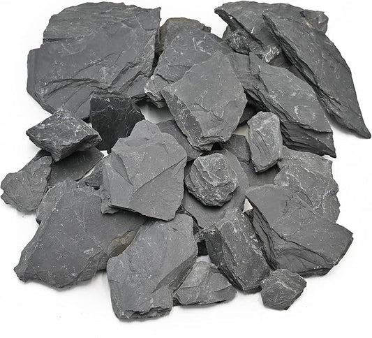 Natural Slate Stone for Aquariums 3 to 10 Inches Perfect Fish Tank Rocks Reptile Basking Stones & Fairy Garden Decor-20LB
