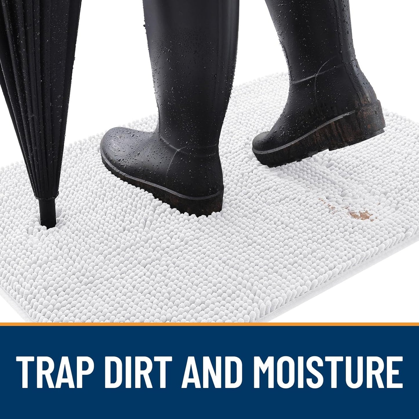 OLANLY Dog Door Mat for Muddy Paws 24x16, Absorbs Moisture and Dirt, Absorbent Non-Slip Washable Doormat, Quick Dry Chenille Mud Mat for Dogs, Entry Indoor Entryway Carpet for Inside Floor, White