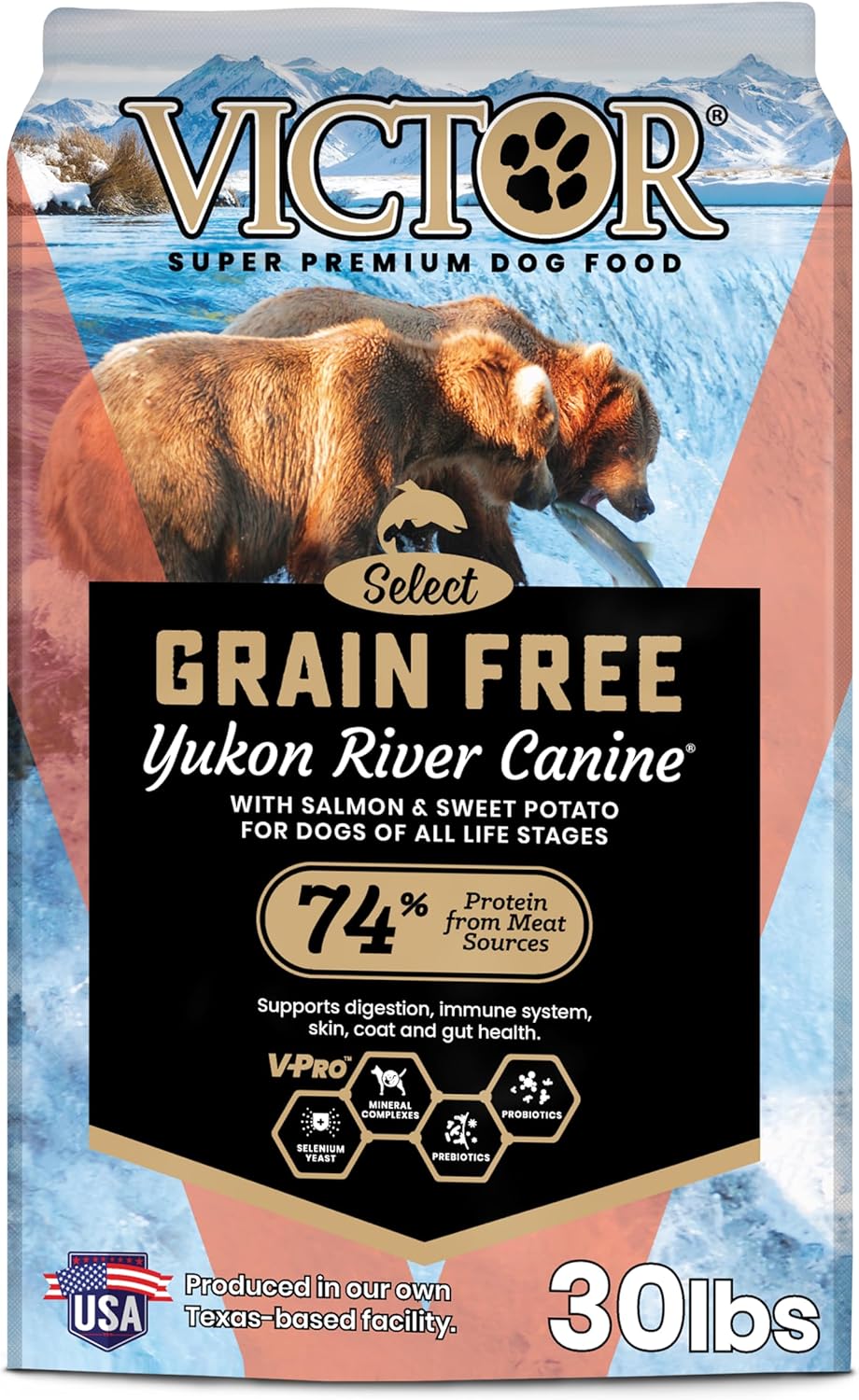 VICTOR Super Premium Dog Food – Grain Free Yukon River Canine – Supports Immune & Digestive Health for Dogs of All Life Stages – High Protein Dry Dog Food for All Normally Active Dogs, 30 lb