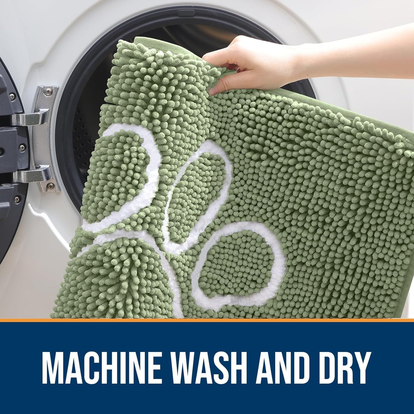 OLANLY Door Mat for Muddy Dog Paws 48x30, Ultra Absorbent Chenille Mud Doormat with Paw Print Design, Non-Slip Washable Doormat for Indoor Entryway, Quick-Dry Pet Bed Mats for Dirty Dogs, Sage Green