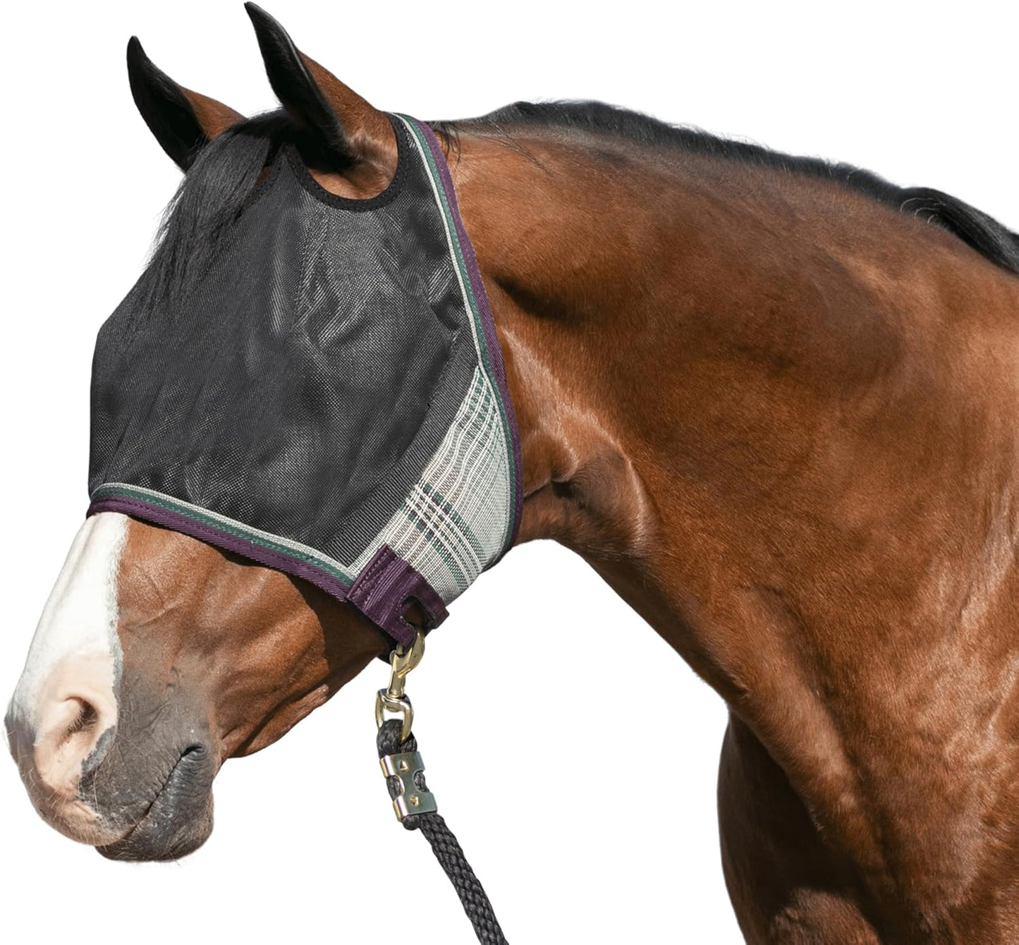 Kensington 90% UV Fly Mask Halter CatchMask UViator - Without Ears & Forelock Freedom Web Trim *Roomy Fit*- Medium, Imperial Jade