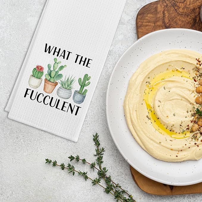 Plant Lovers Kitchen Towels, What The Fucculent Dishcloths, Gardening Gifts for Women, Succulent Cactus Towels for Kitchen Decor, Cute Housewarming Gifts for Hostess Gardeners Plant Lovers