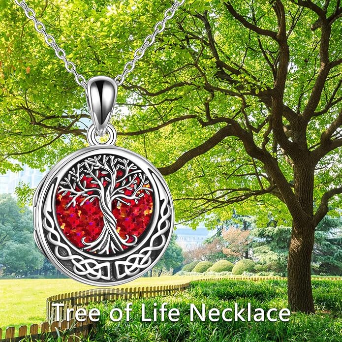 ONEFINITY Tree of Life Locket Necklace Sterling Silver Locket Necklace That Holds Pictures Tree of Life Locket Pendant for Women Wife Girlfriend