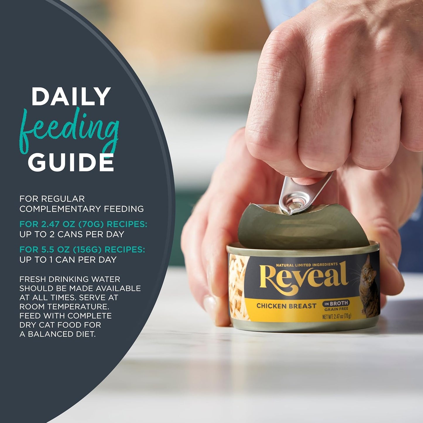 Reveal Natural Wet Cat Food, 24 Count, Grain Free, Limited Ingredient Canned Food for Cats, Tuna Fillet in Broth, 2.47 oz Cans