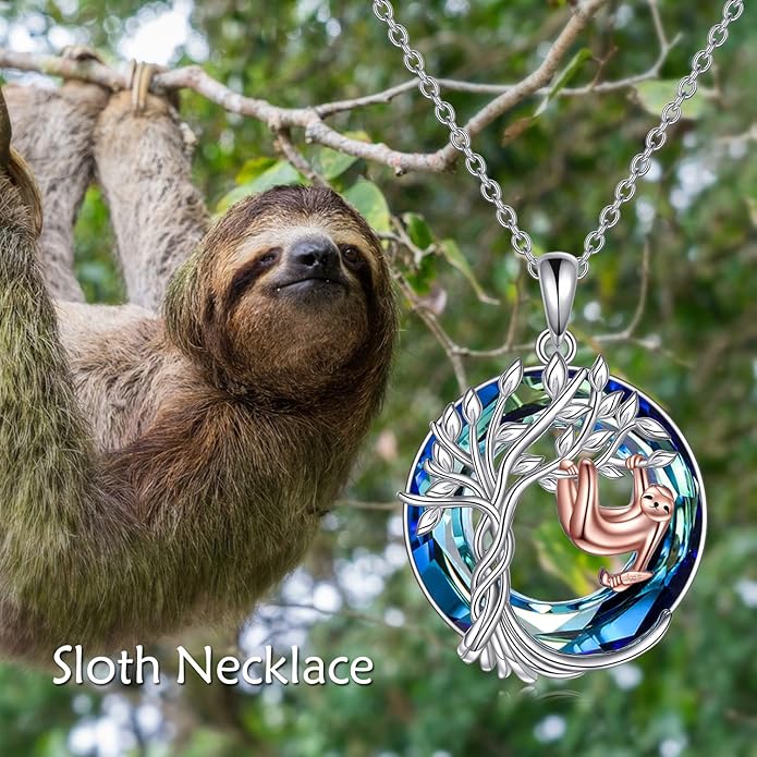 TOUPOP Tree of Life Animal Necklace 925 Sterling Silver Crystal/Abalone Shell Animal Pendant Jewelry Birthday Mothers Day Gifts for Women Mom Wife Her