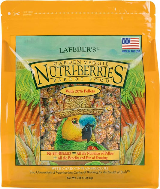 LAFEBER'S Garden Veggie Nutri-Berries Pet Bird Food, Made with Non-GMO and Human-Grade Ingredients, for Parrots, 3 lb