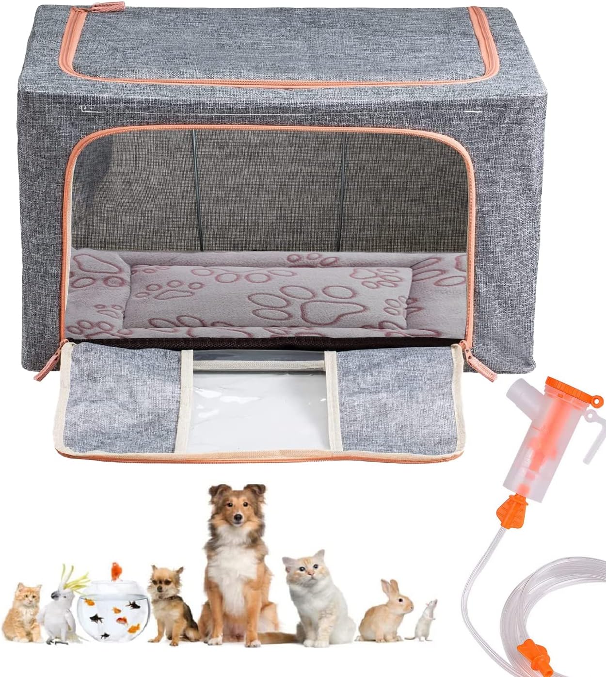 Puppy Incubator, Pet Atomization Oxygen Box, Incubator for Kitten and Puppies, Pet Nncubator with Nebulization Kit and Pets Blanket 100L