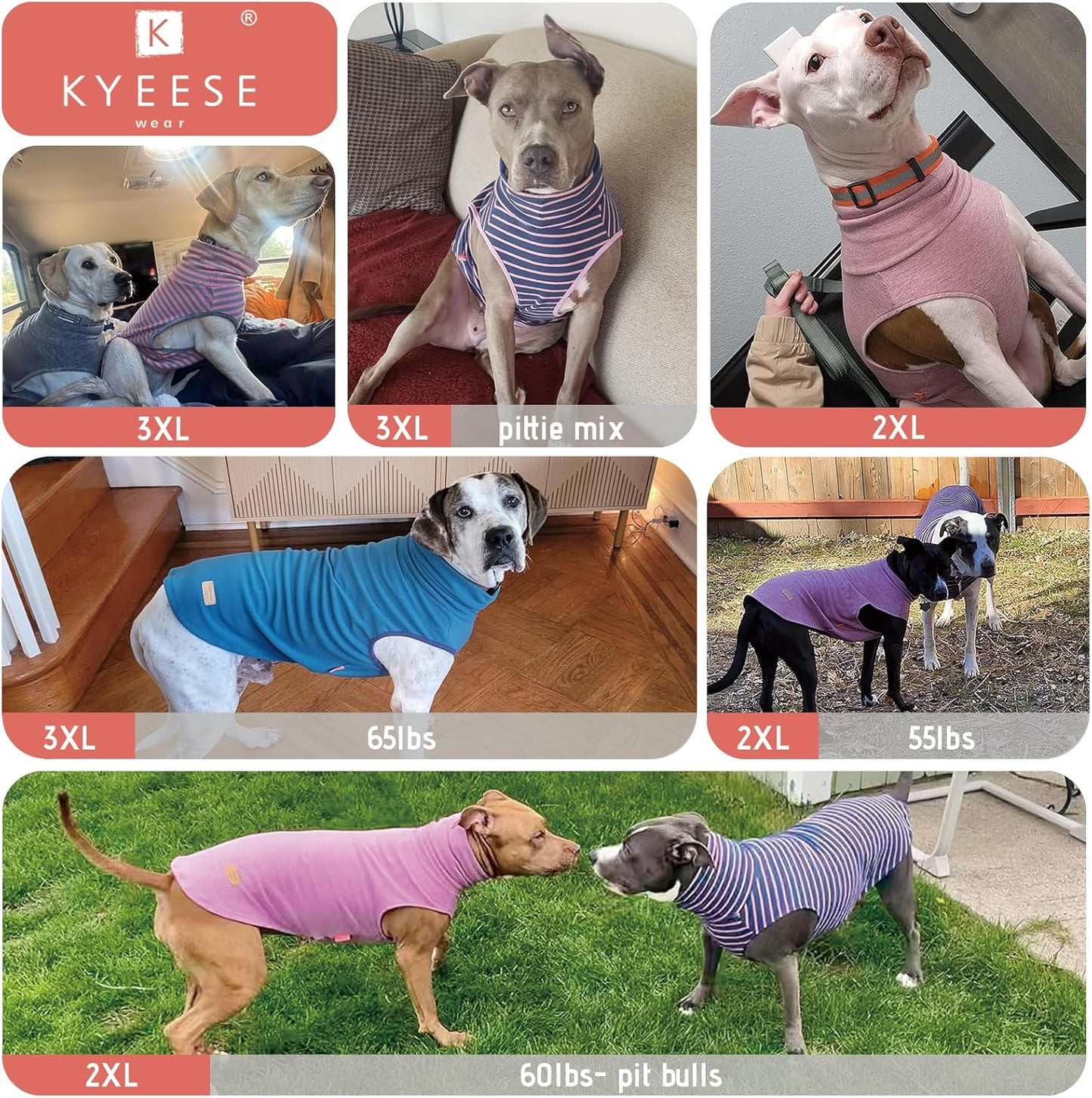 KYEESE 2Pack Dog Sweater Stretchy Dog Sweaters for Large Dogs Pullover Dogs Clothes Soft Pets Sweatshirt Turtleneck Pet Coats Pet Coats for Large Pets