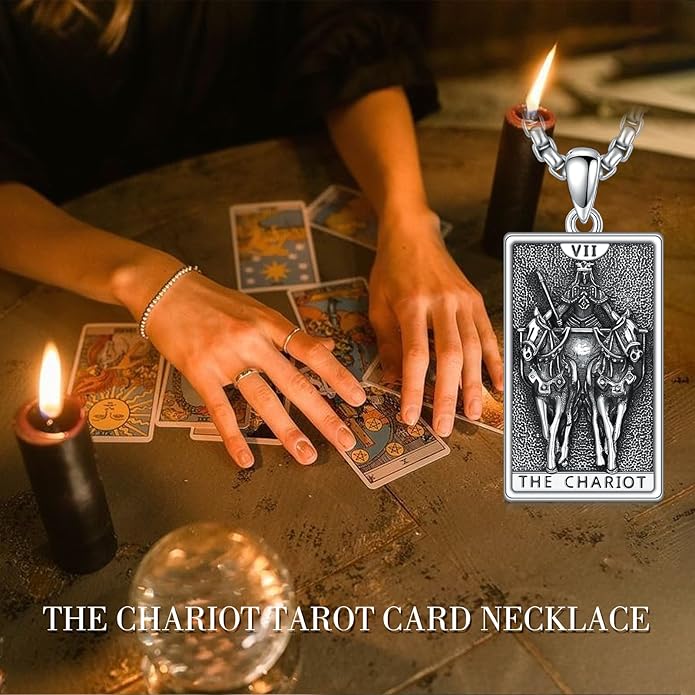 PELOVNY Tarot Card Necklace 925 Sterling Silver Skeleton Necklace The Sun Moon Star Strength Lovers Death Devil Fool Tarot Jewelry Christmas Birthday Gifts for Men Women Unisex