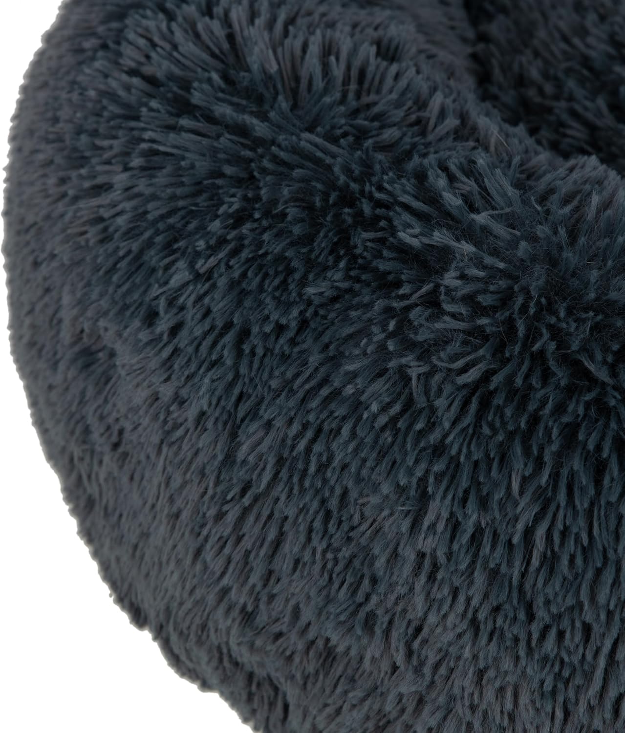 Best Pet Supplies Round Donut Dog Bed with Plush Faux Fur Fabric, Calming, Anti-Anxiety Cushion for Indoor Pets, Slip-Resistant Base, Soft Ergonomic Support - Gray, 24x24x7''