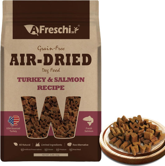 Afreschi Air-Dried Dog Food Turkey & Salmon Recipe 2.2 lb, All-Natural, Complete & Balanced, Grain-Free, High-Protein, Limited Ingredients