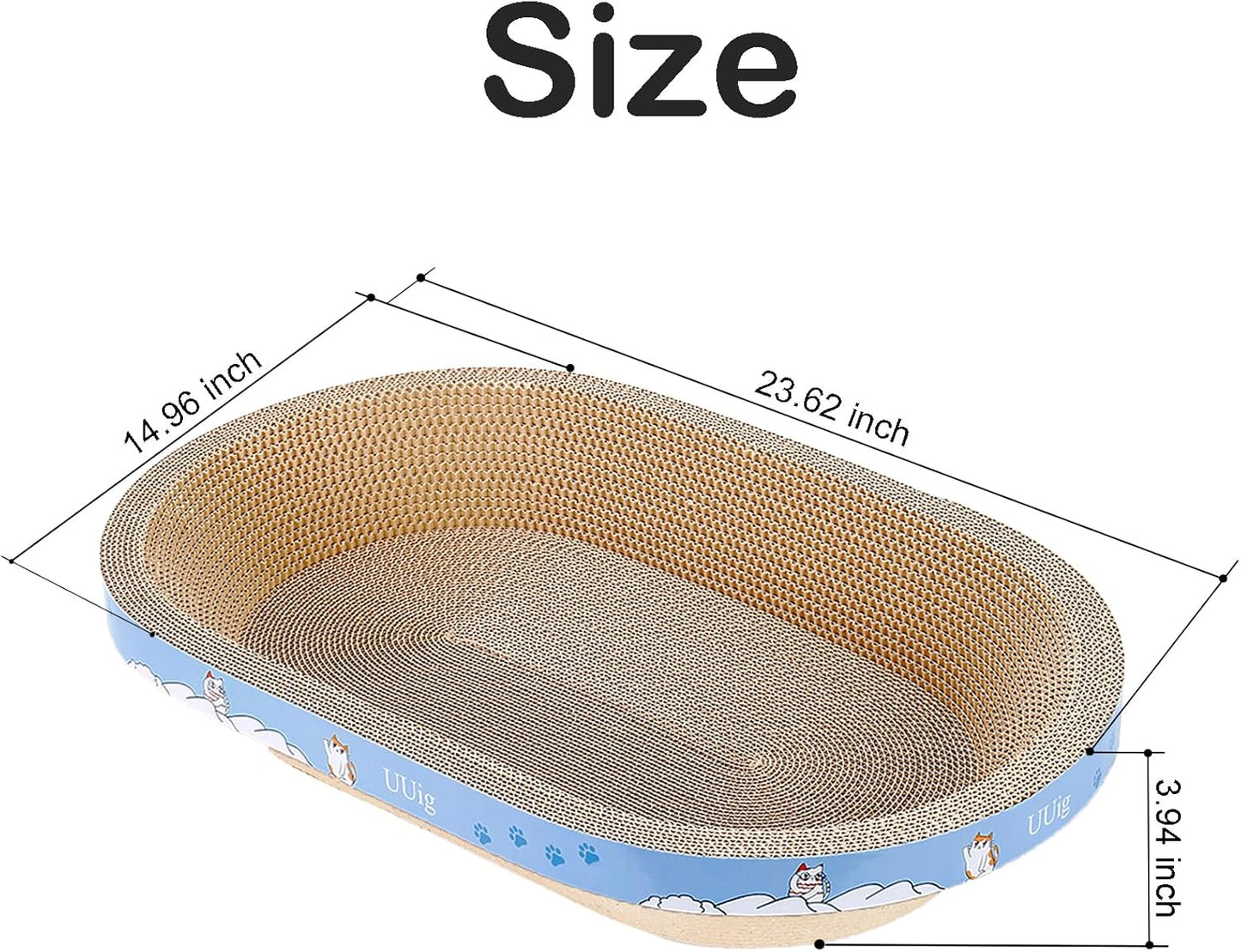 Cat Scratcher, 2pcs-23.6x14.9 inches Large Cat Scratching Board, Cardboard Cat Scratchers for Indoor Cats, Oval Cat Scratch Pad Bed with Catnip
